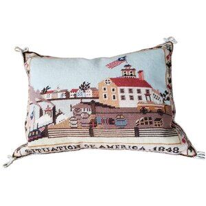 Vintage Katha Diddel 100% Wool 1848 American Mail Steamship Needlepoint Pillow